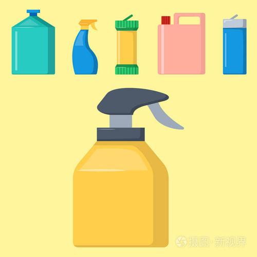 瓶日用化工用品清洁家务液体国内流体清洁包矢量图